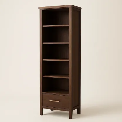 Kirjahylly puu viisi hyllyä yksi laatikko ruskea 180x60x30 cm