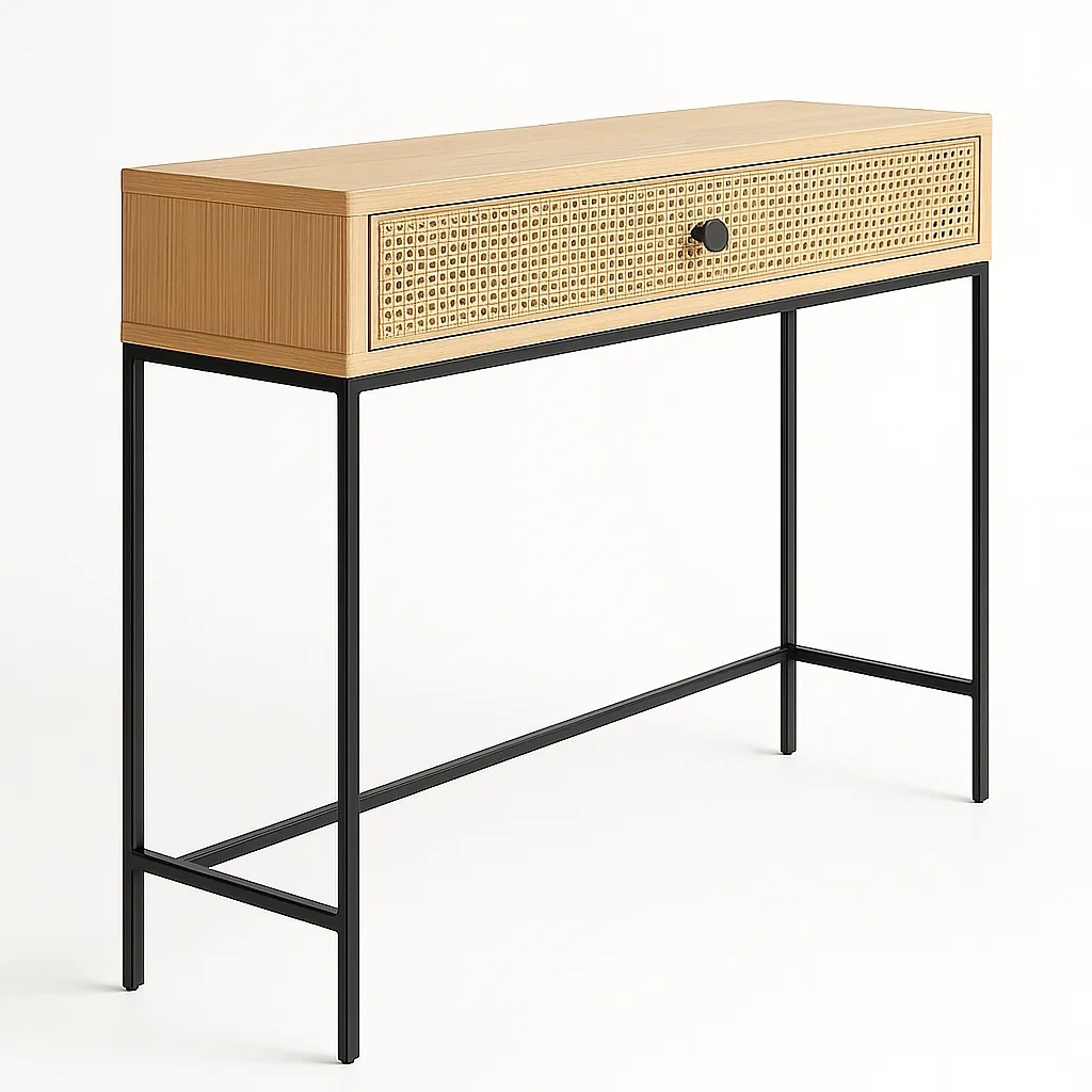 Konsolipöytä metallijalat puuviilu 80x30x76 cm