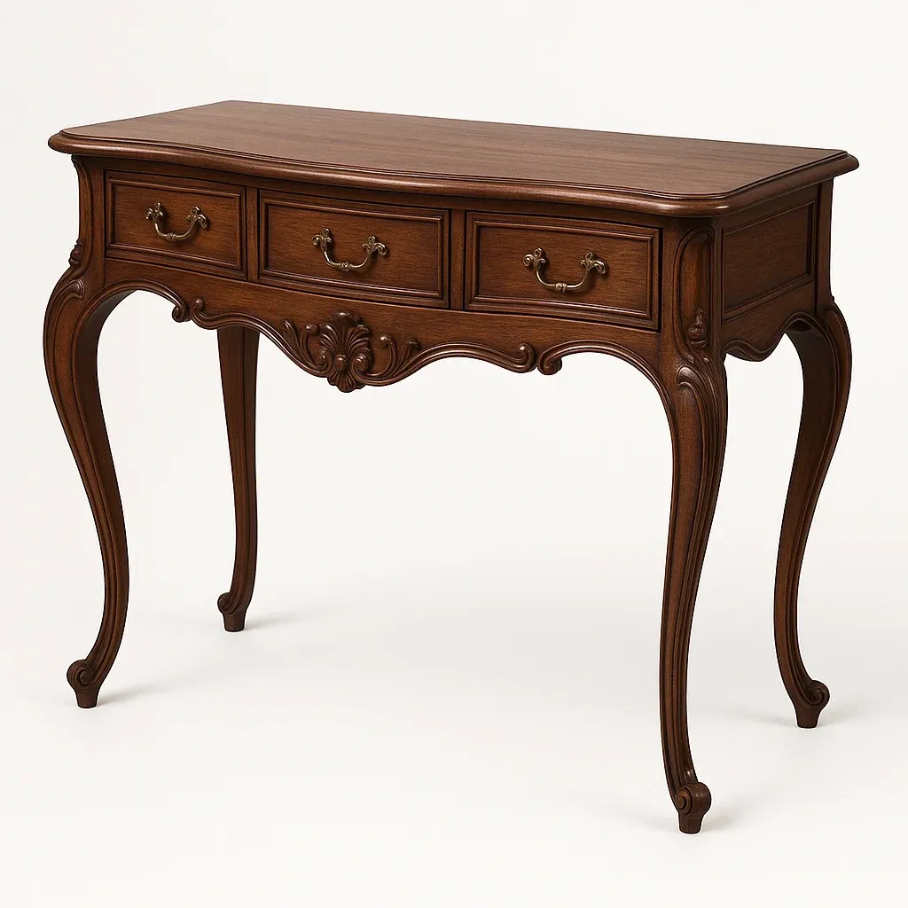 Konsolipöytä klassinen laatikoilla leppäpuu ruskea 120x60x80 cm