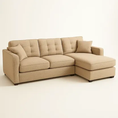 Kulmasohva Kolmen istuttava nojatuoli divaani kangas Beige 220 cm