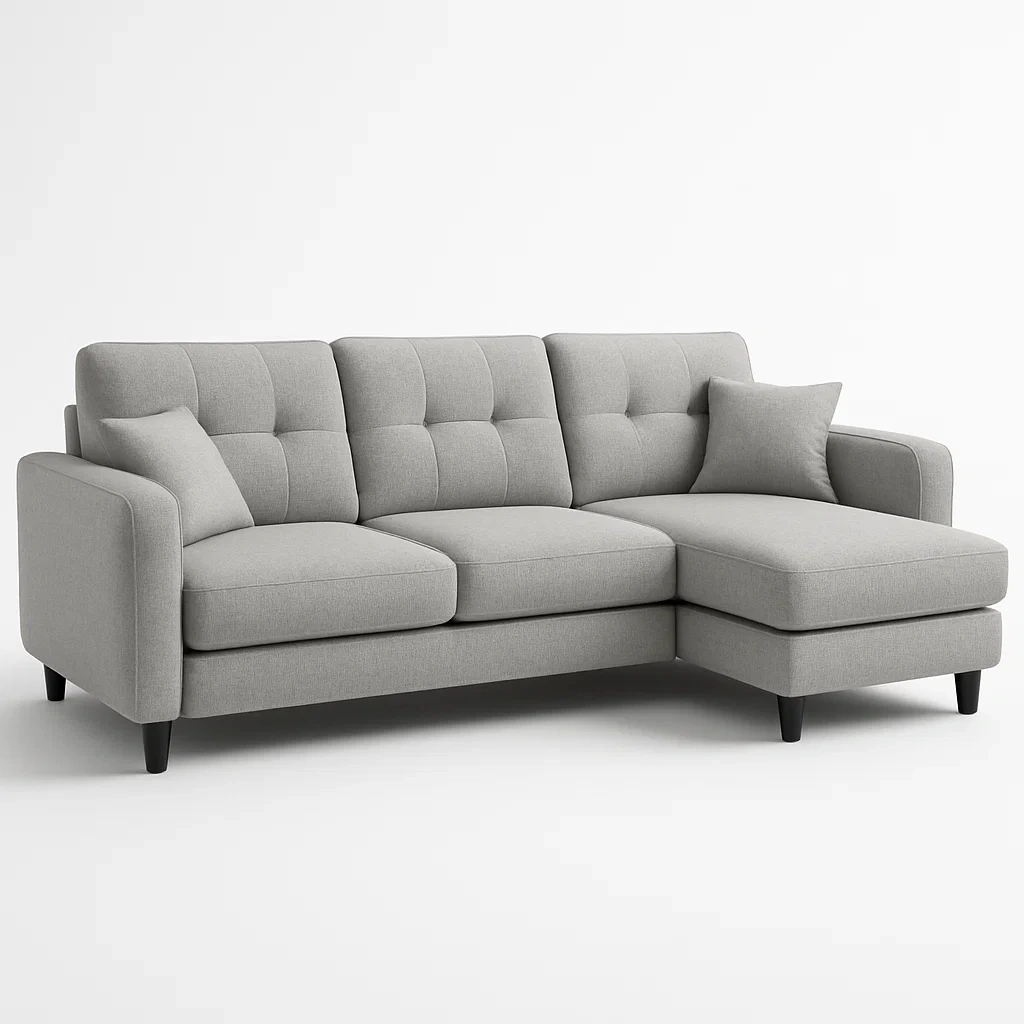 Kulmasohva 3-istuttava Harmaa Polyesteri Vaahtomuovitäyte 230 cm