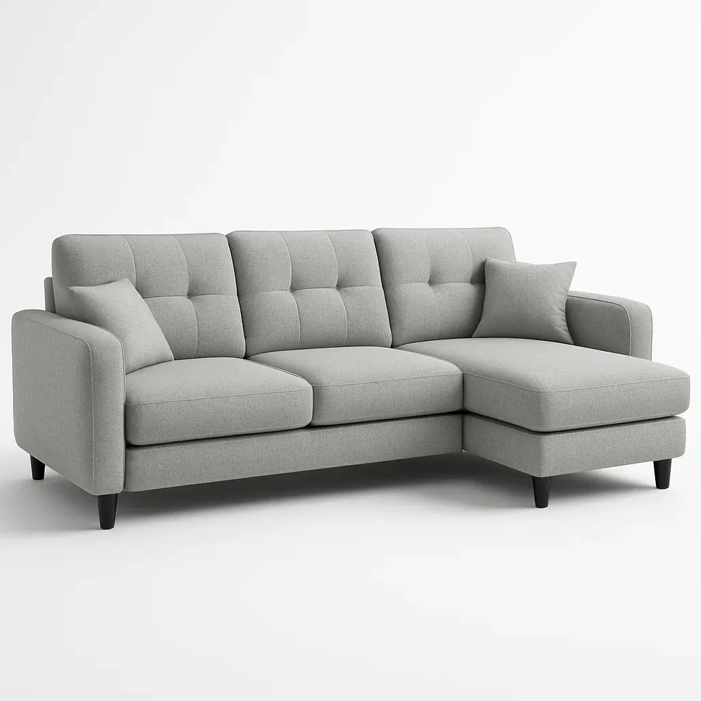 Kulmasohva 3-istuttava Harmaa Polyesteri Vaahtomuovitäyte 230 cm