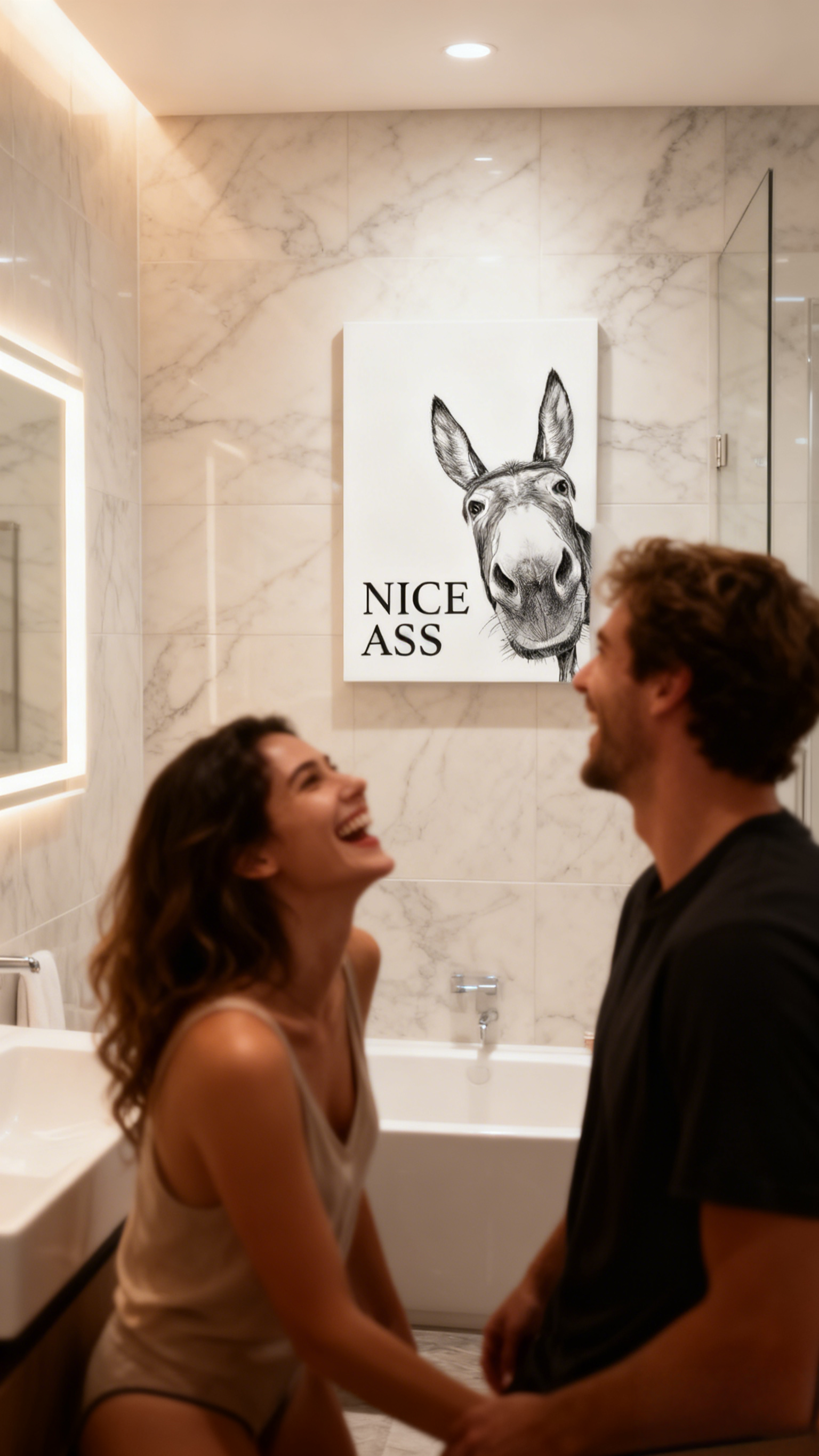 Fun bathroom wall art - Donkey pattern