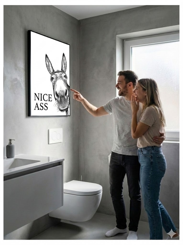 Fun bathroom wall art - Donkey pattern