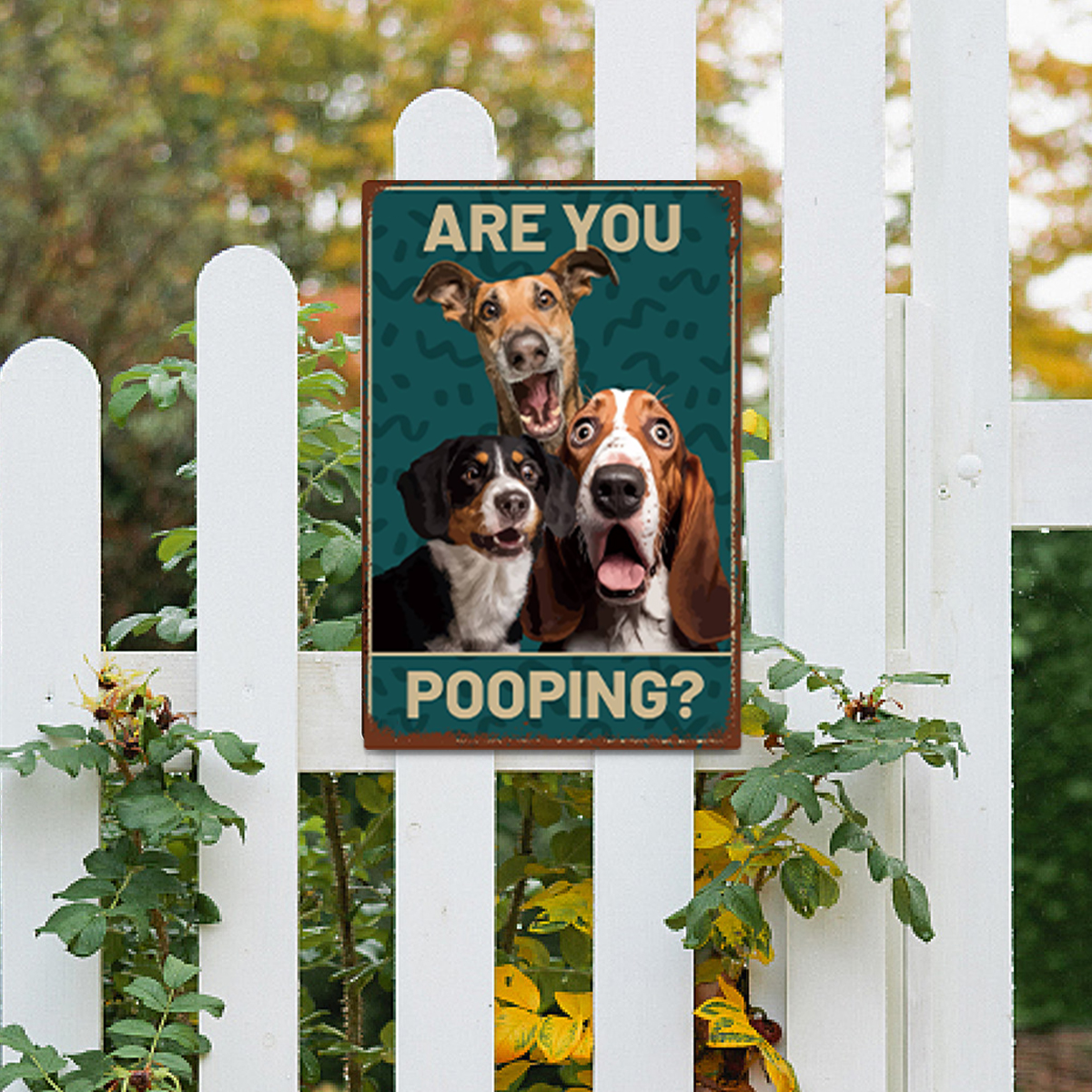 Fun bathroom wall art - “Are You Pooping?” Three Dogs Canvas