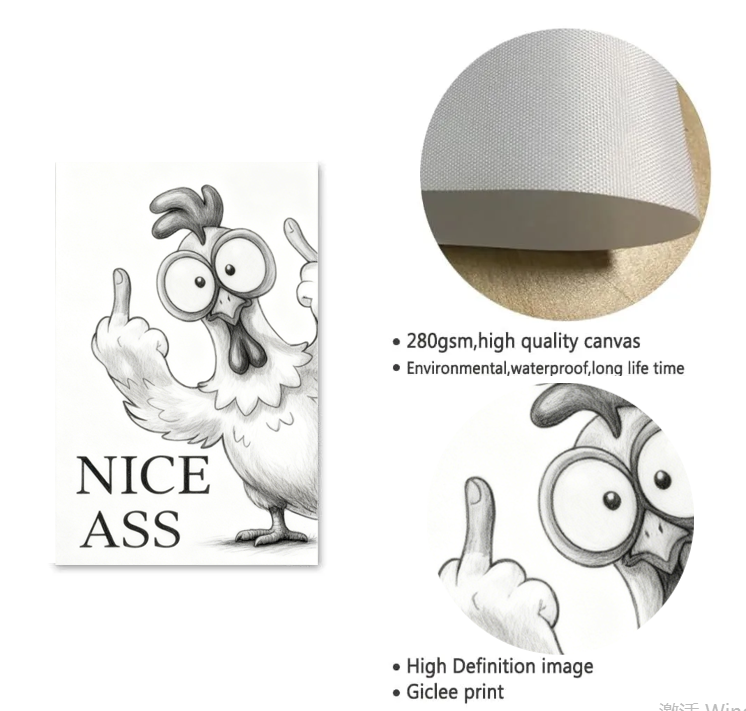 Fun Bathroom Wall Art - Sassy Chicken Pattern