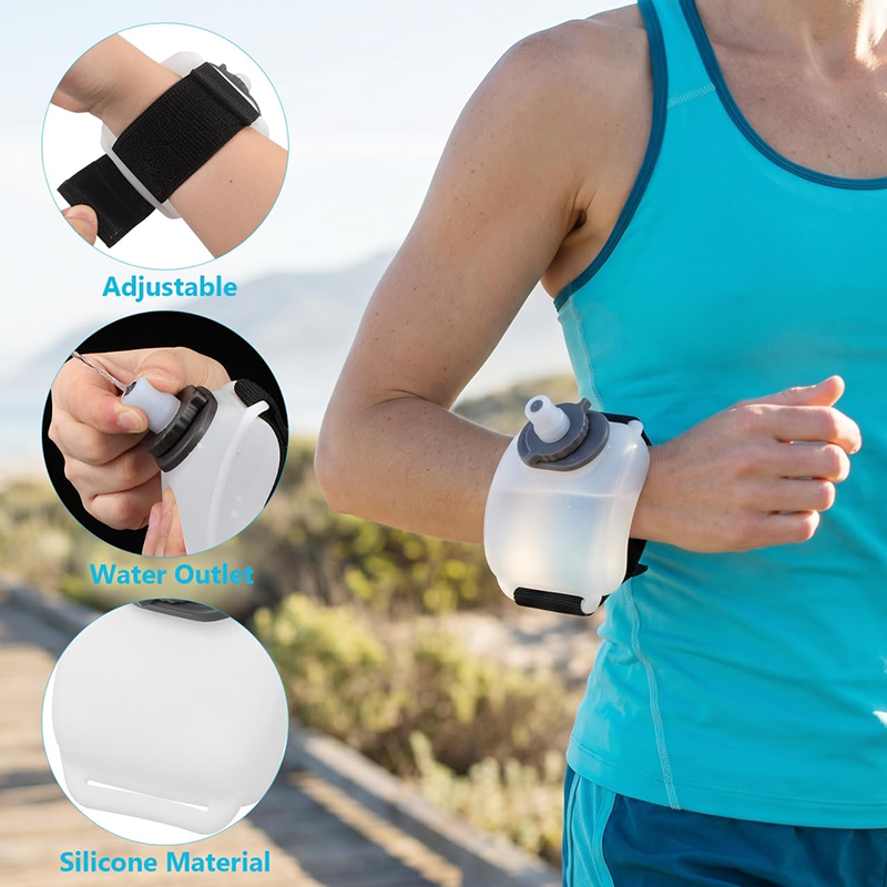 Portable wrist-worn water bottle for outdoor running