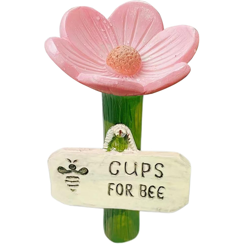 Resin Bee Watering Station with Flower Design Bee Pollinator Feeder Drinking Cup