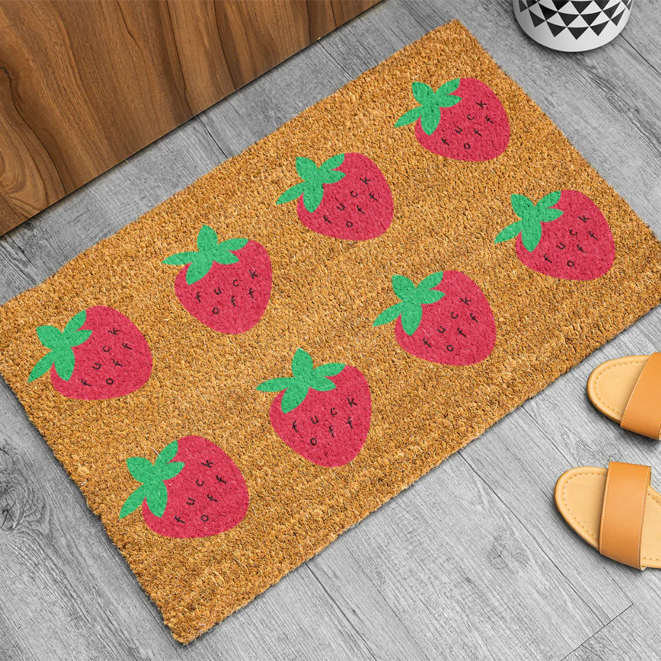 Strawberries Fuck Off Doormat 