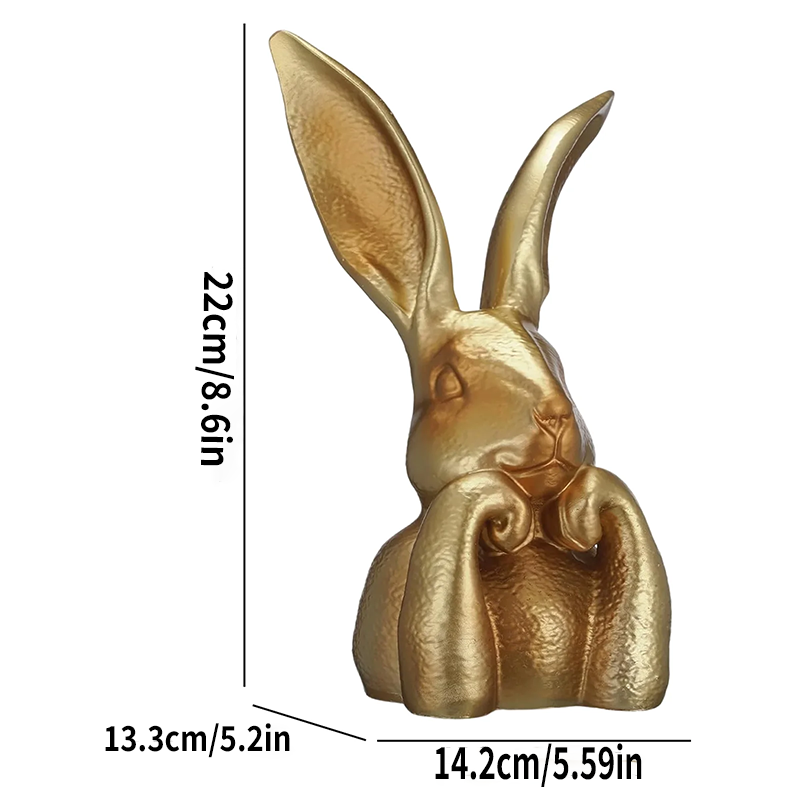 Premium Large Easter Golden Resin Rabbit Desktop Ornament