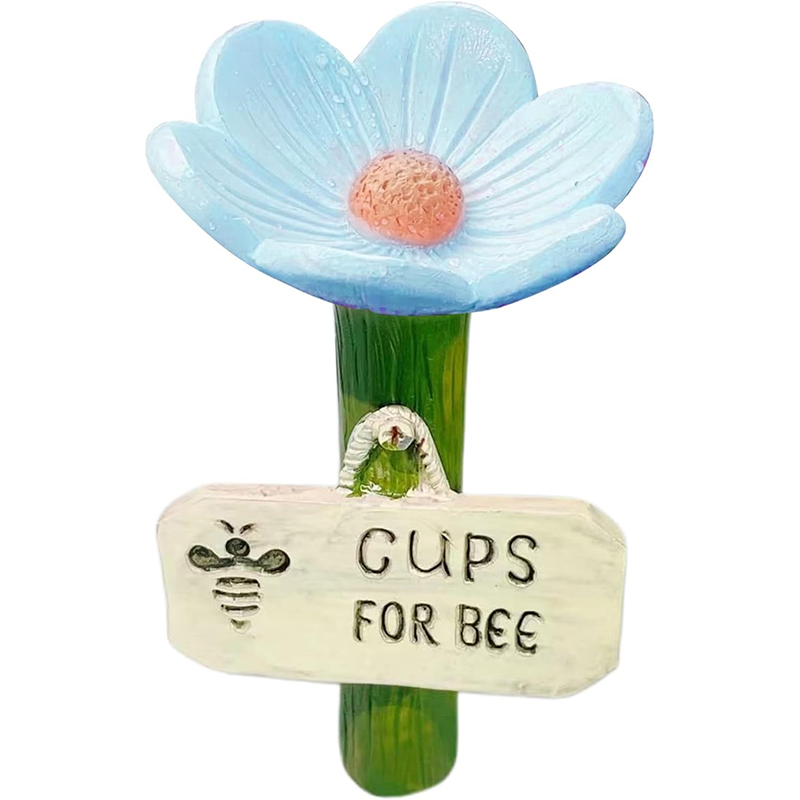 Resin Bee Watering Station with Flower Design Bee Pollinator Feeder Drinking Cup