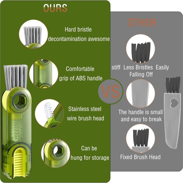 Multipurpose 3 in 1 Bottle Gap Cleaner Brush