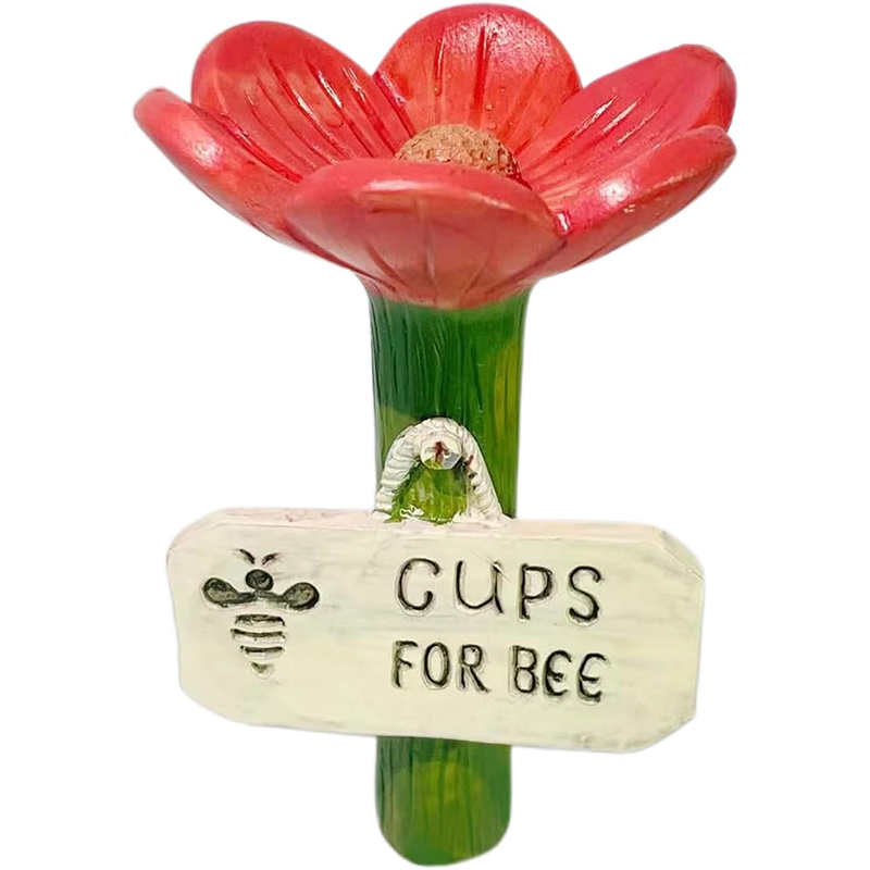 Resin Bee Watering Station with Flower Design Bee Pollinator Feeder Drinking Cup