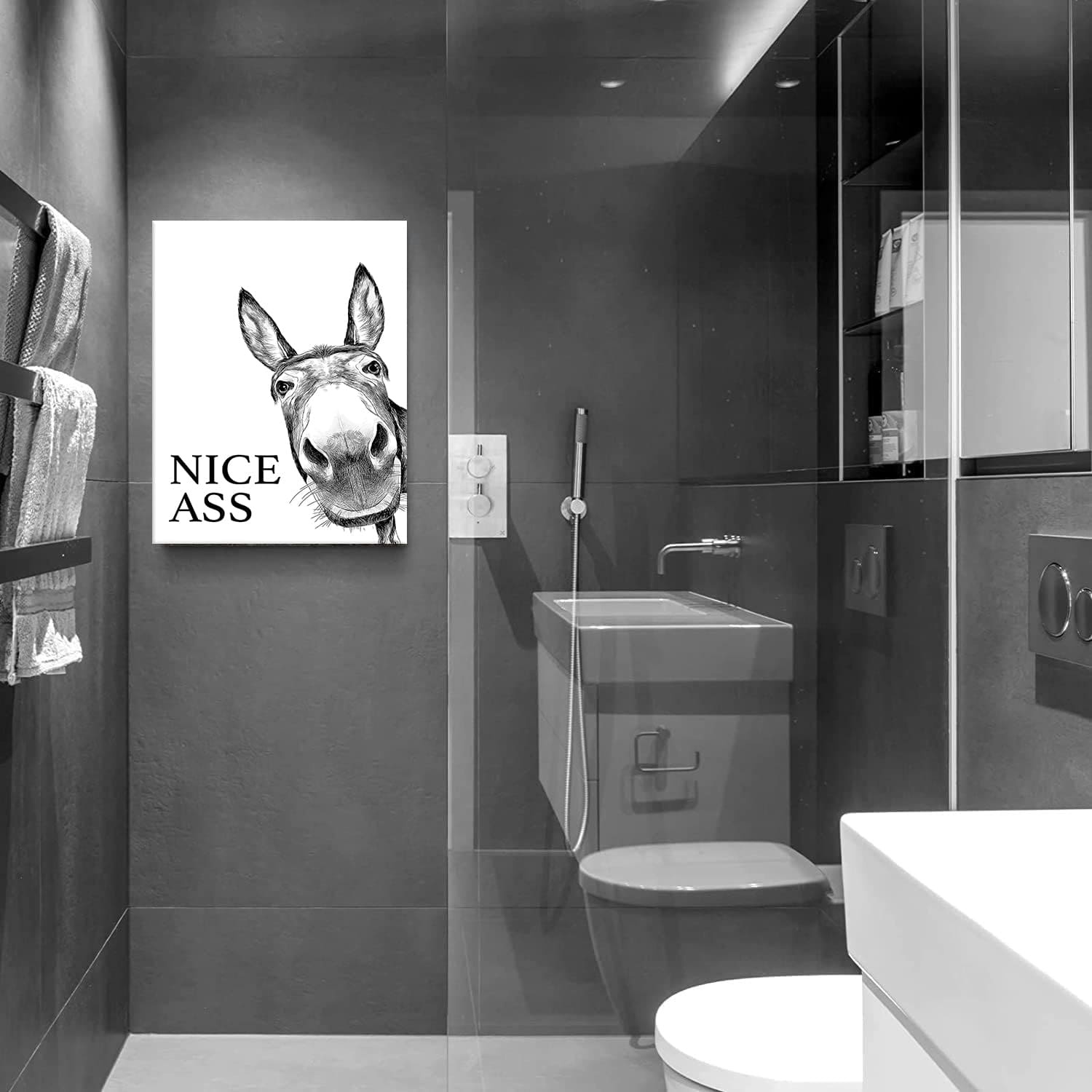 Fun bathroom wall art - Donkey pattern