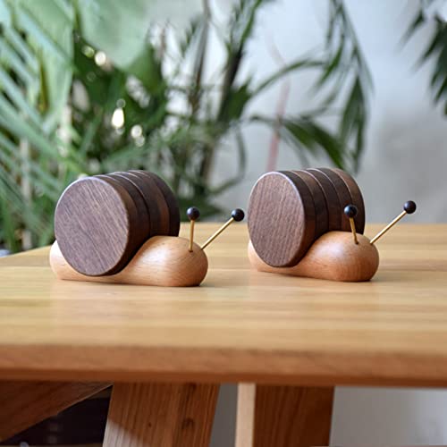Snail Shape - Solid Wood Coaster Set