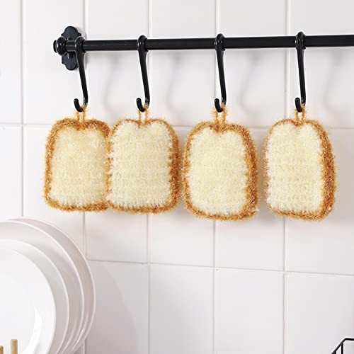 5PCs Cute toast-shaped dishwashing sponge