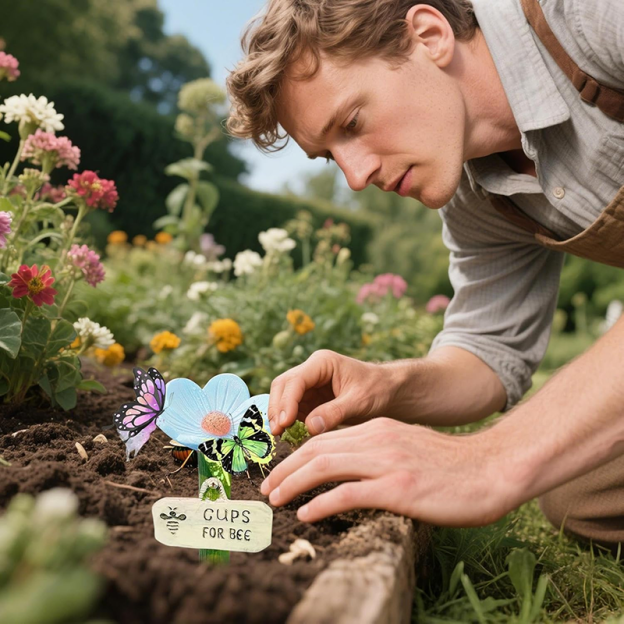 Resin Bee Watering Station with Flower Design Bee Pollinator Feeder Drinking Cup