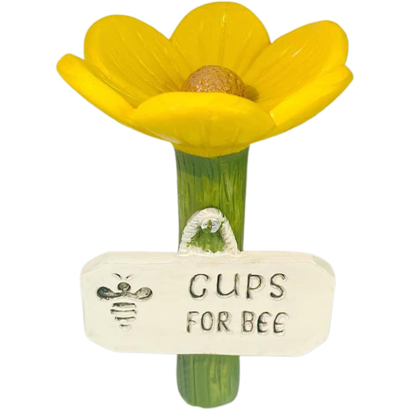 Resin Bee Watering Station with Flower Design Bee Pollinator Feeder Drinking Cup