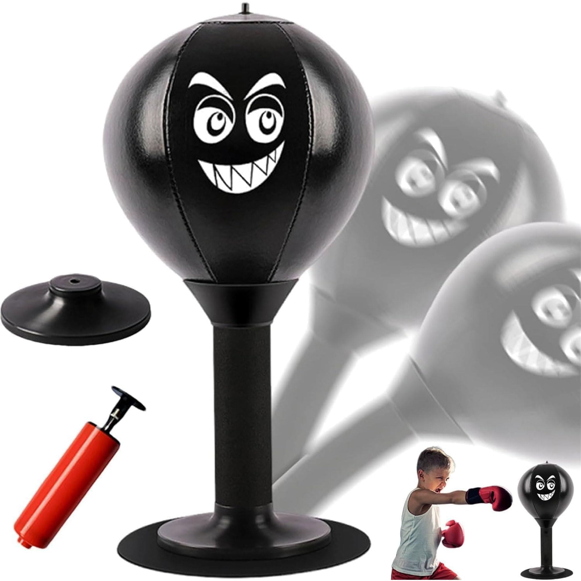 Desktop boxing punching bag with suction cup.