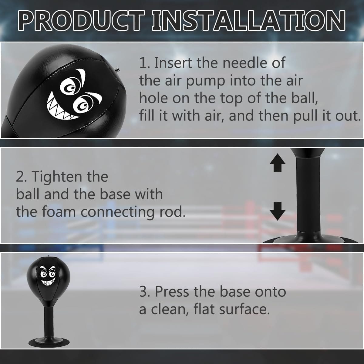 Desktop boxing punching bag with suction cup.