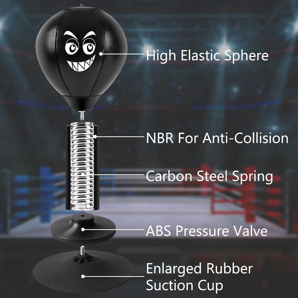 Desktop boxing punching bag with suction cup.