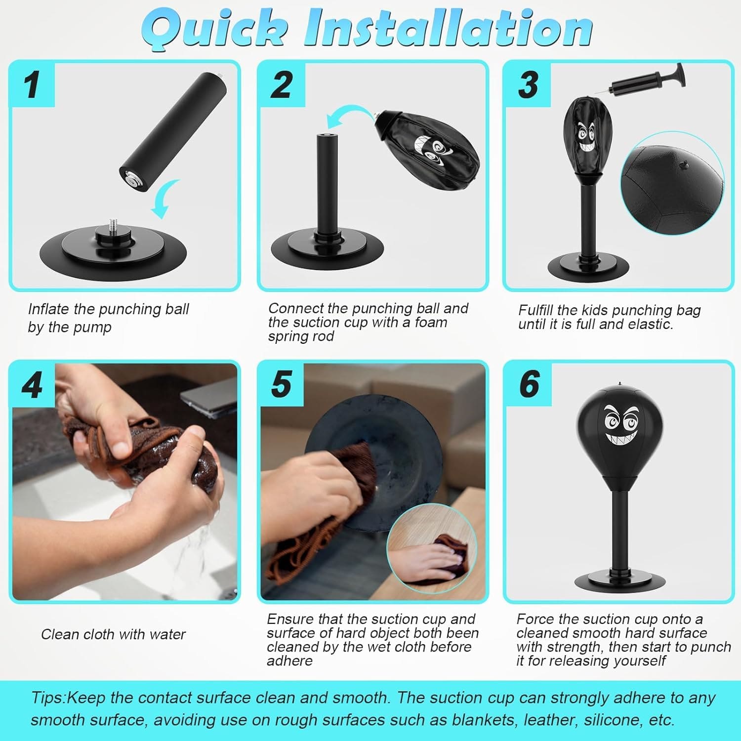 Desktop boxing punching bag with suction cup.