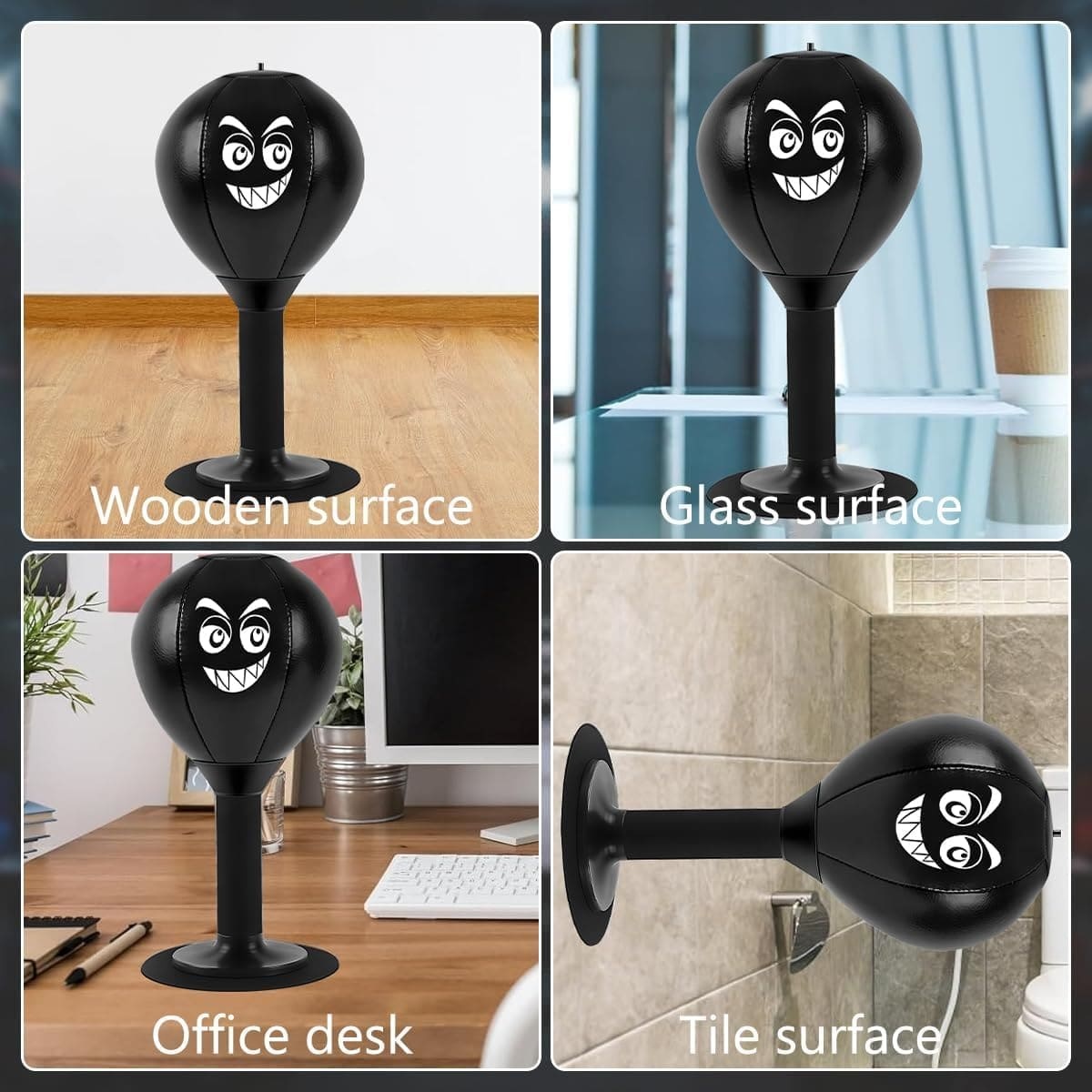 Desktop boxing punching bag with suction cup.