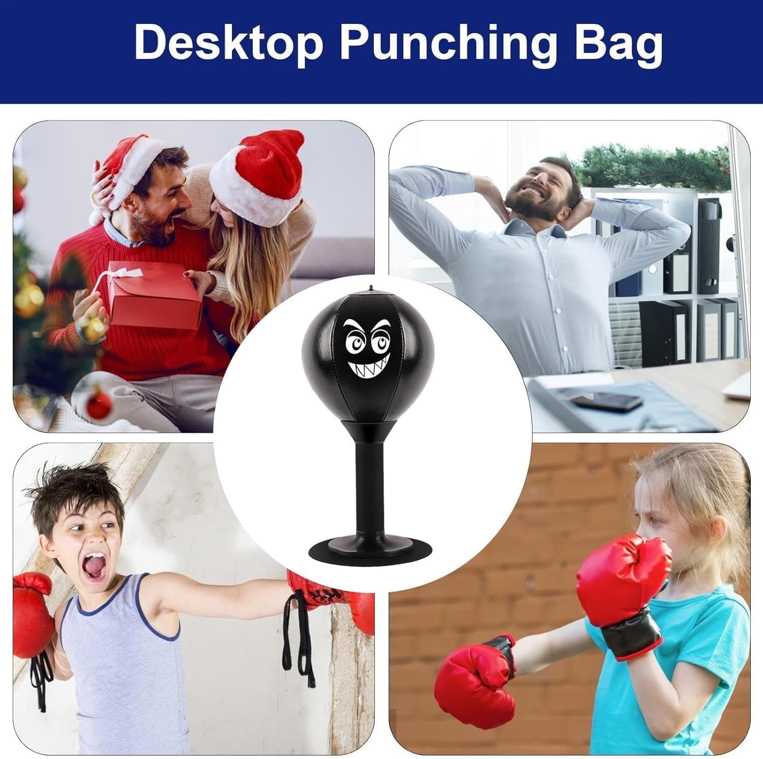 Desktop boxing punching bag with suction cup.