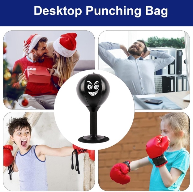 Desktop boxing punching bag with suction cup.