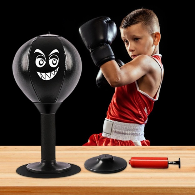 Desktop boxing punching bag with suction cup.