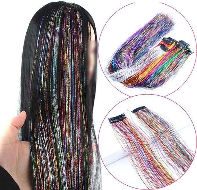 Highlight Glitter Tinsel Hair Extensions Clip