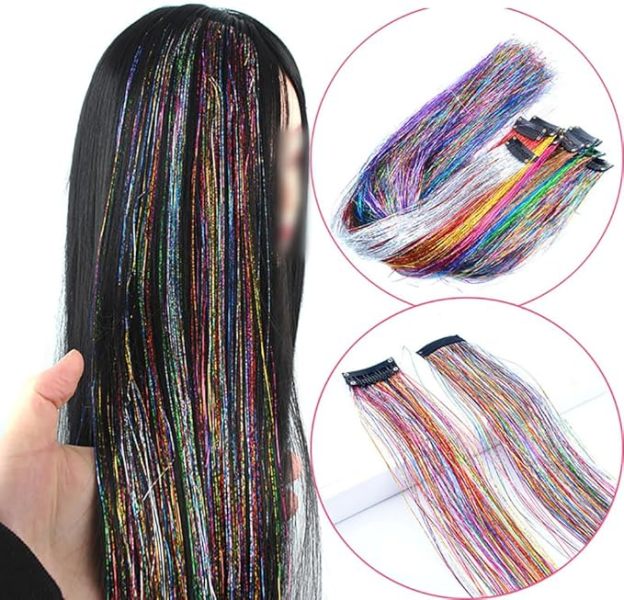 Highlight Glitter Tinsel Hair Extensions Clip