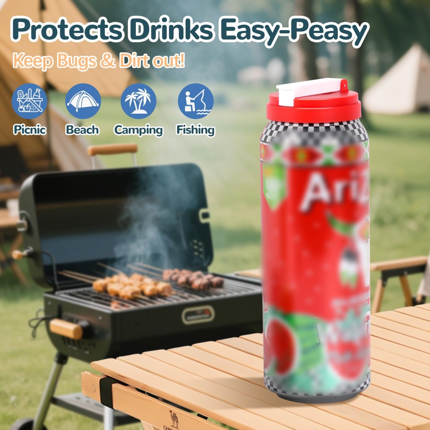 Soda Can Lids with Straw