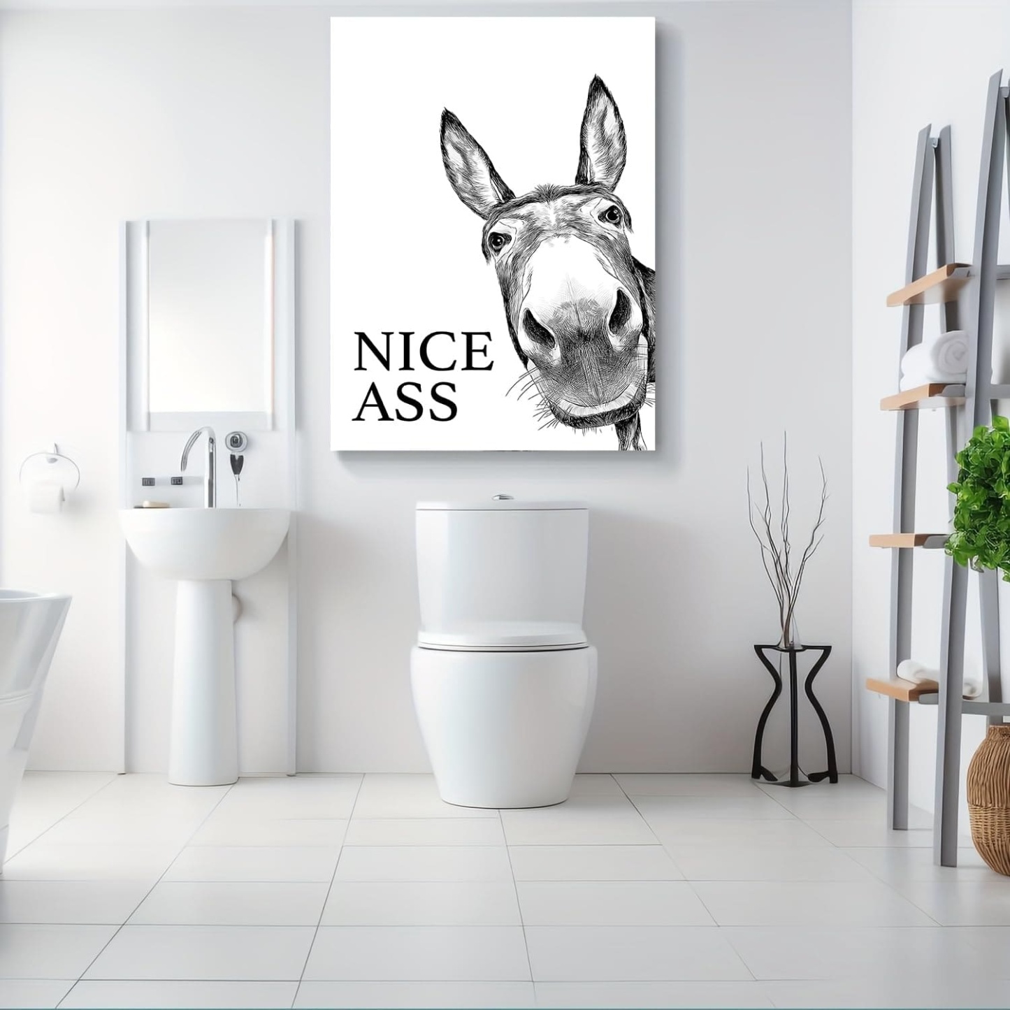 Fun bathroom wall art - Donkey pattern