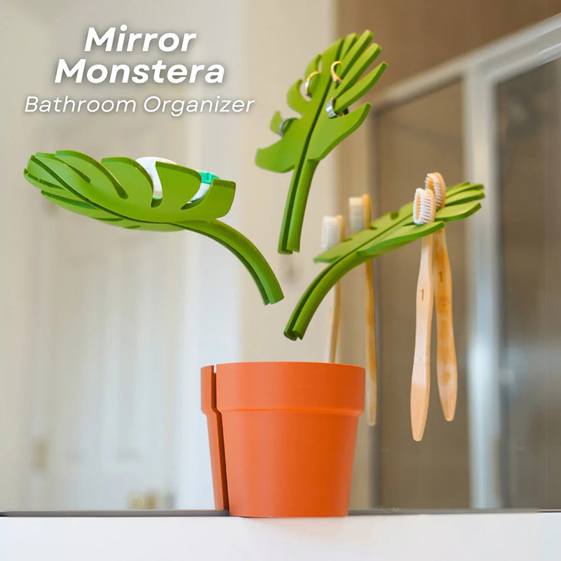 Monstera Plant Bathroom Storage Shelf