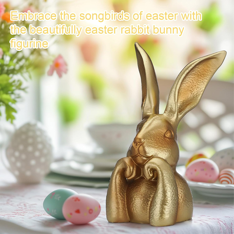 Premium Large Easter Golden Resin Rabbit Desktop Ornament