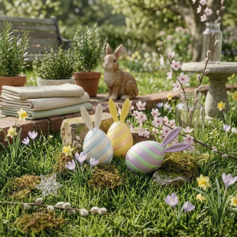 3D-Printed Easter Egg Stress Relief Toy, Spiral-Patterned Bunny Easter Basket