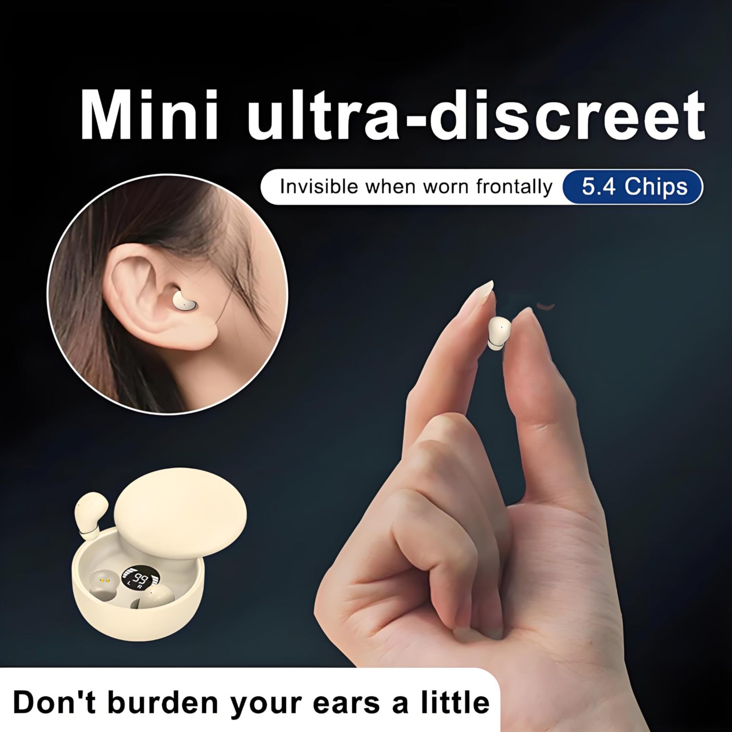 Invisible noise nancelling wireless bluetooth headphones