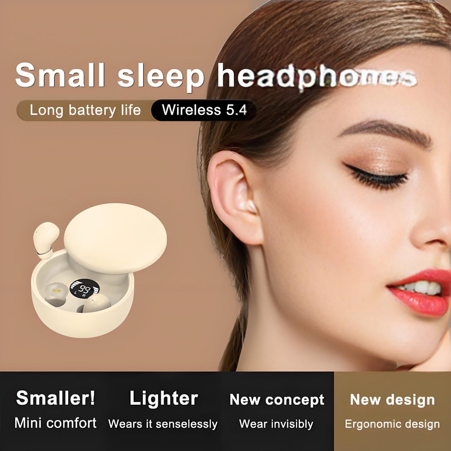Invisible noise nancelling wireless bluetooth headphones