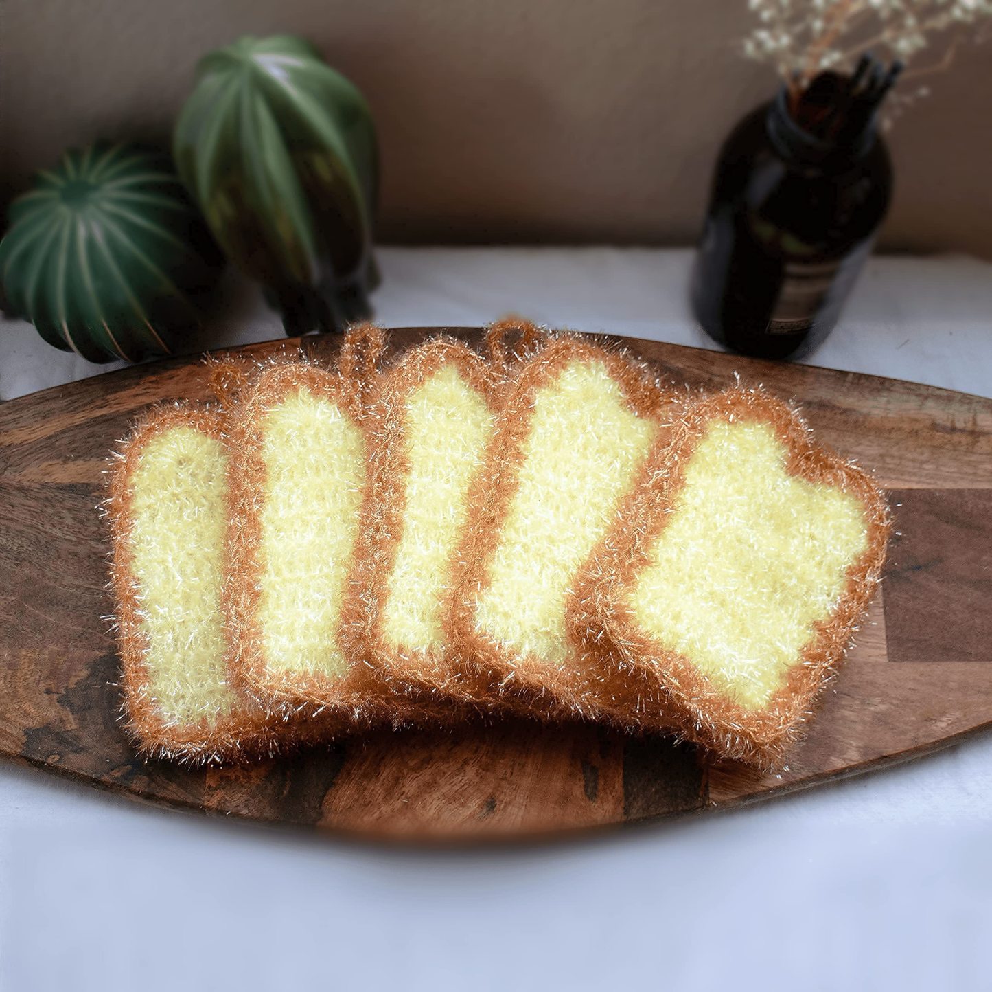 5PCs Cute toast-shaped dishwashing sponge