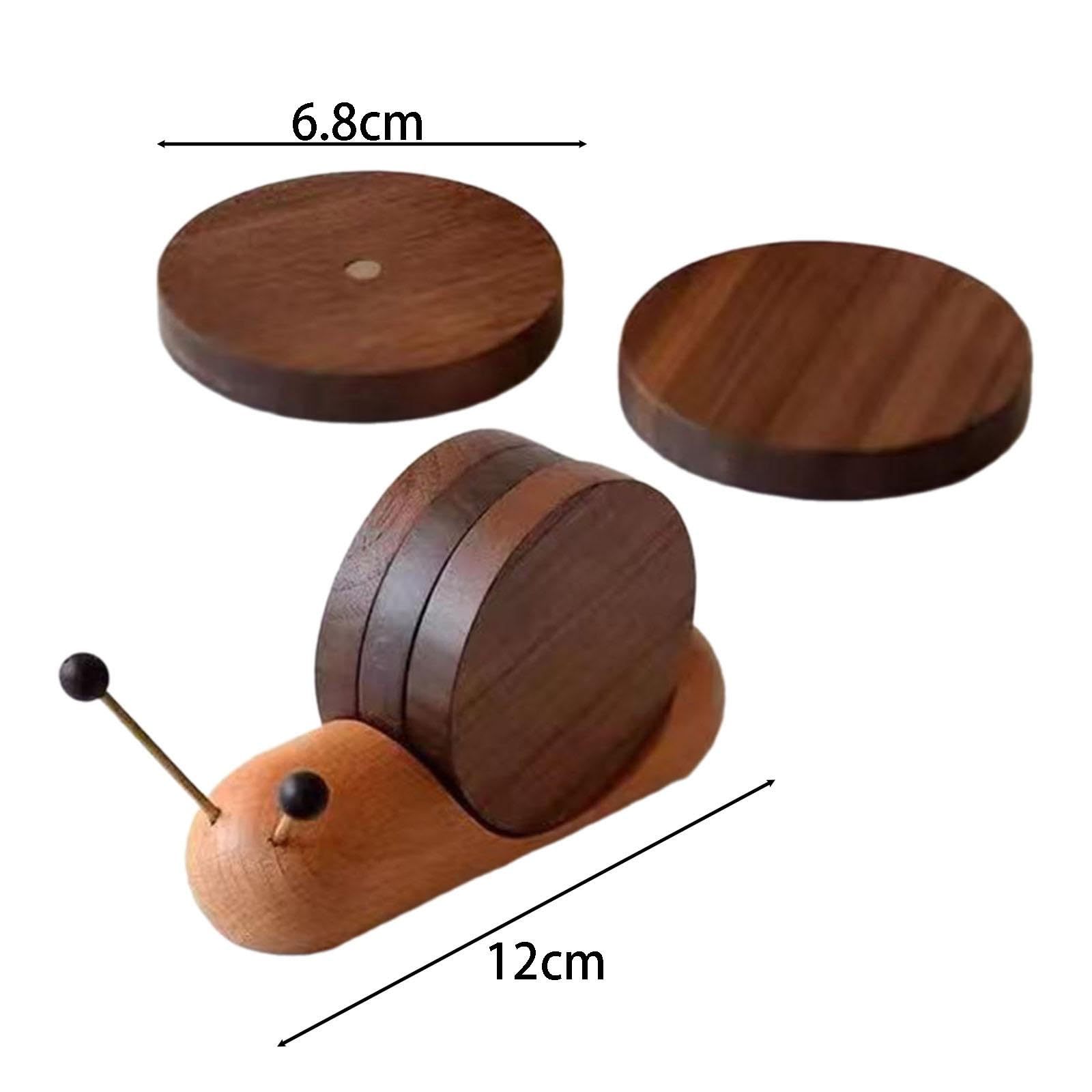 Snail Shape - Solid Wood Coaster Set