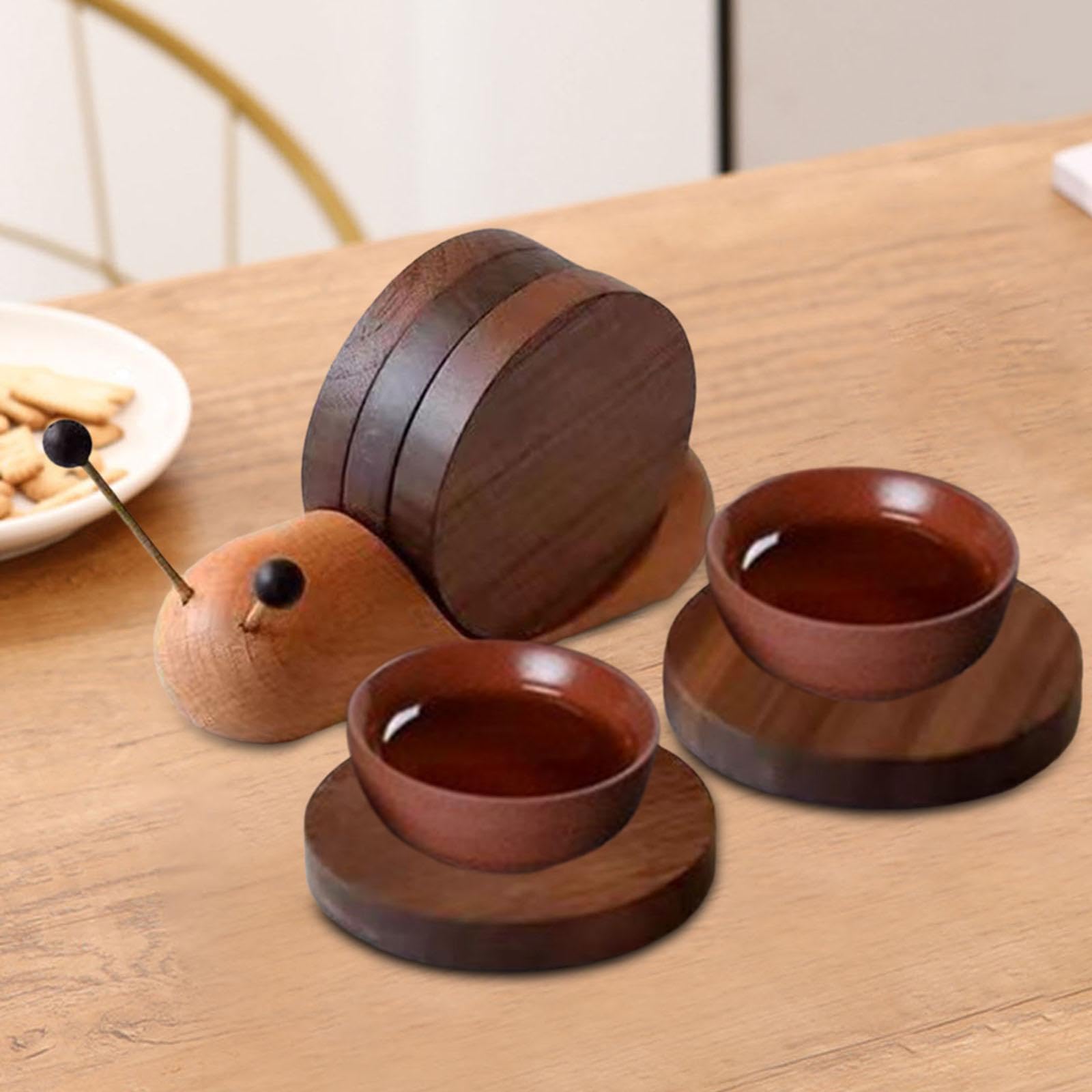 Snail Shape - Solid Wood Coaster Set