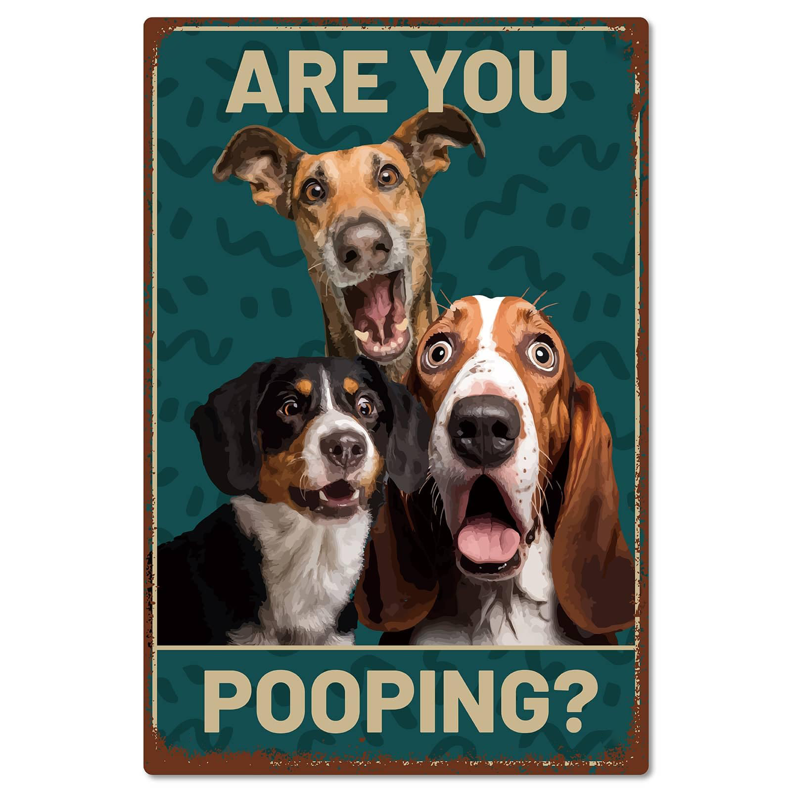 Fun bathroom wall art - “Are You Pooping?” Three Dogs Canvas