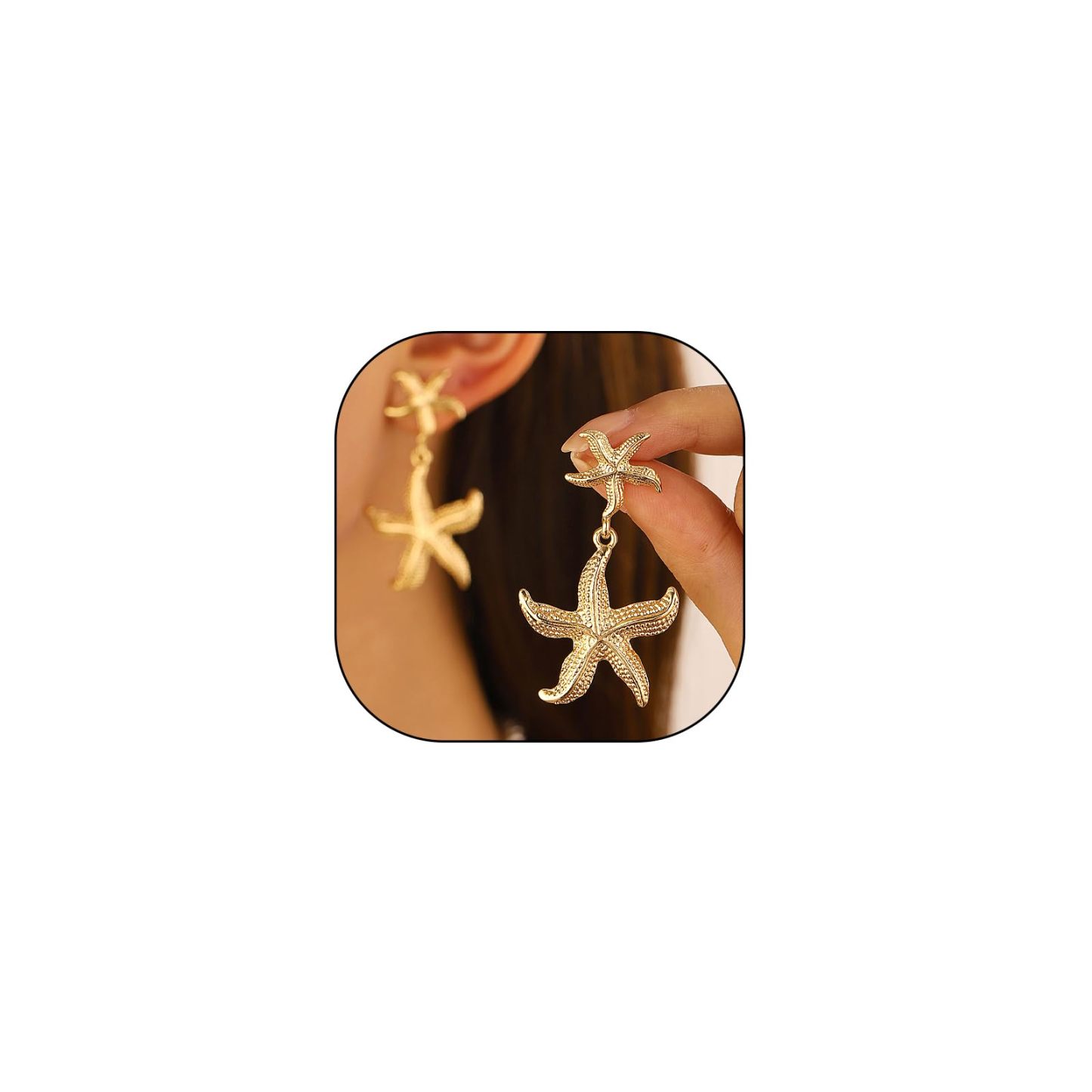 Double Starfish Dangle Earrings