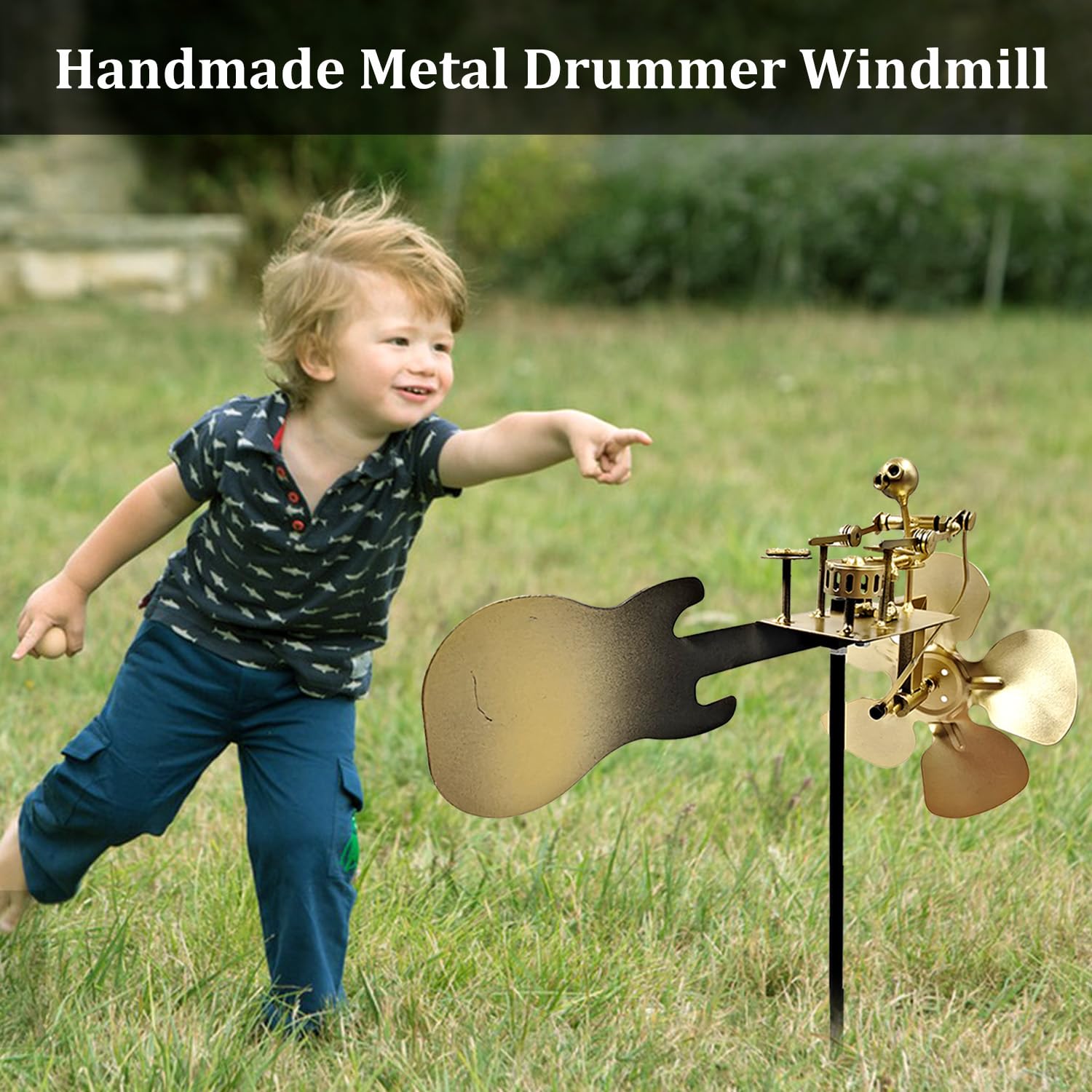 Handmade Metal Drummer Windmill