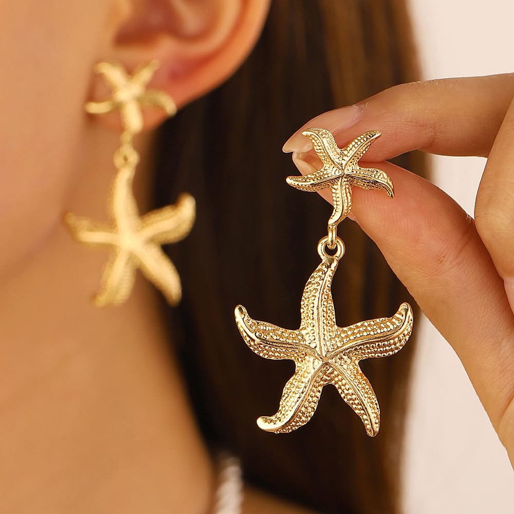 Double Starfish Dangle Earrings