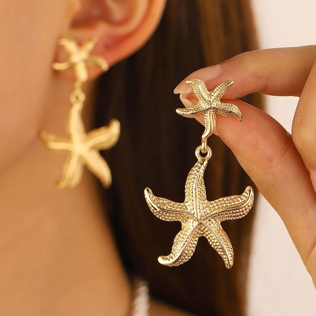 Double Starfish Dangle Earrings