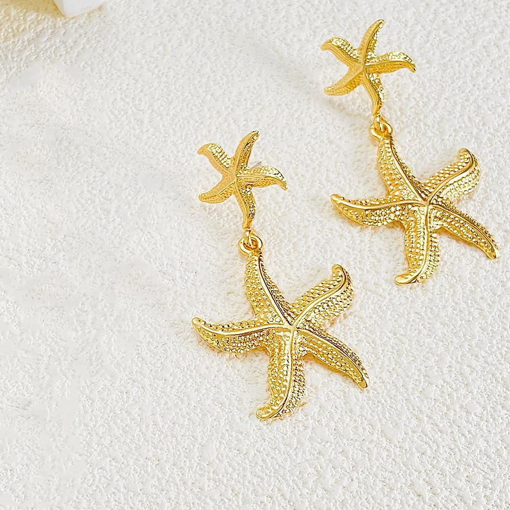 Double Starfish Dangle Earrings