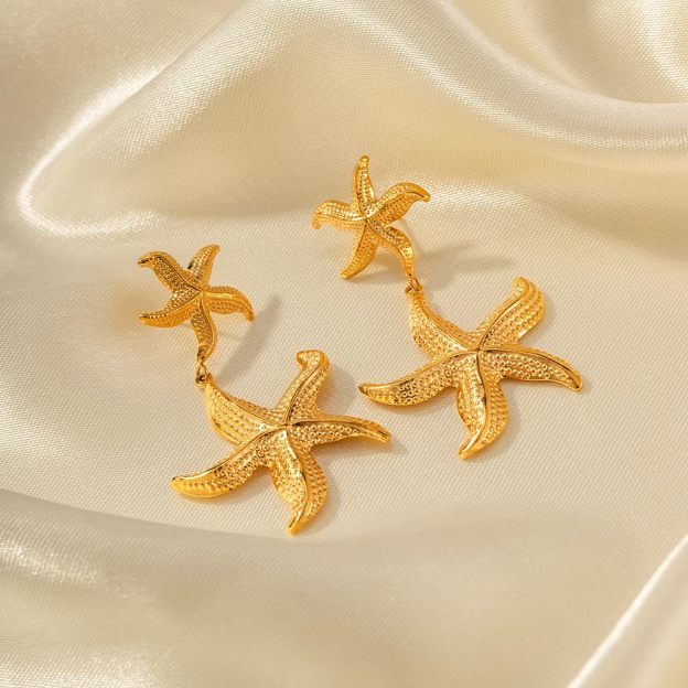 Double Starfish Dangle Earrings