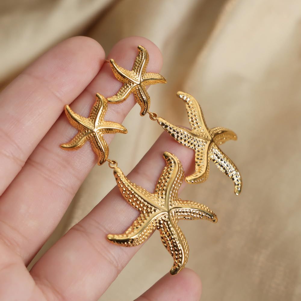 Double Starfish Dangle Earrings